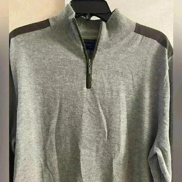 THOMAS PARKER NWT Mens Grey Wool Blend 1/4 Zip Pullover Sweater, XL. - Picture 2 of 5